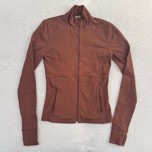 Tna Aritzia butter zip up track jacket in brown size xs